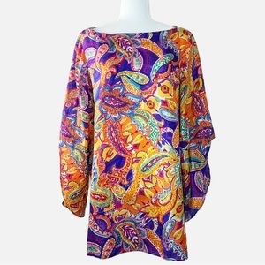 Ralph Lauren LRL Silk Paisley Tunic XL Boat neck